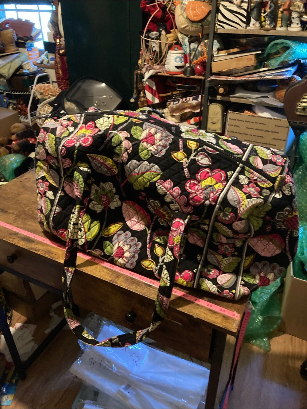 Vera Bradley quilted floral duffle travel bag